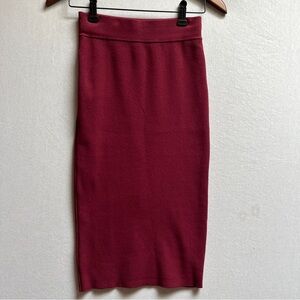 Leith Burgundy Bodycon Pencil MIDI Skirt Sz XS